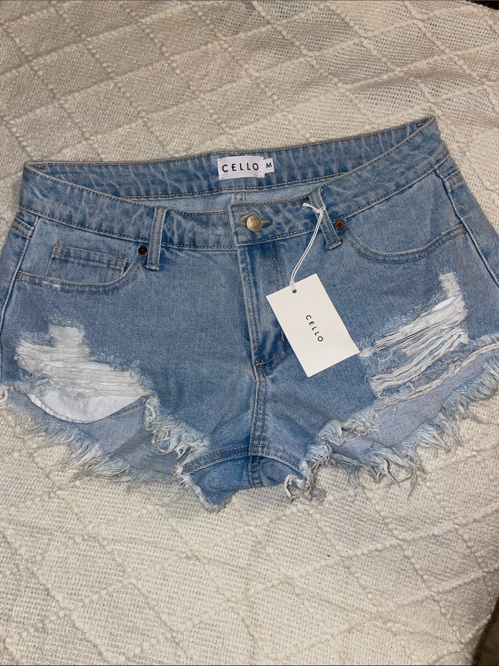Cello Light Blue Distressed Denim Cutoff Shorts